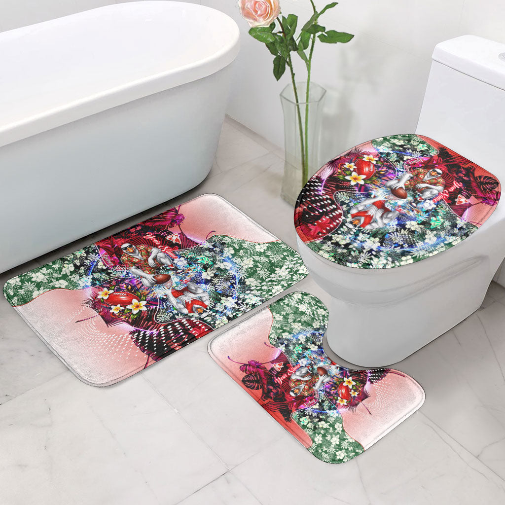 Personalized Sydney Swans Football Bathroom Set Tropical Hibiscus Flowers - Pacific Fusion Style
