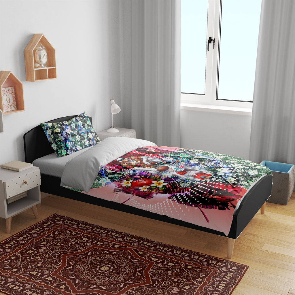 Personalized Sydney Swans Football Bedding Set Tropical Hibiscus Flowers - Pacific Fusion Style
