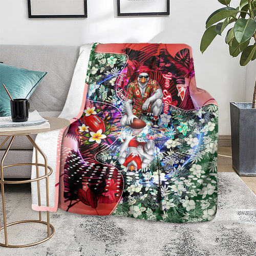 Personalized Sydney Swans Football Blanket Tropical Hibiscus Flowers - Pacific Fusion Style