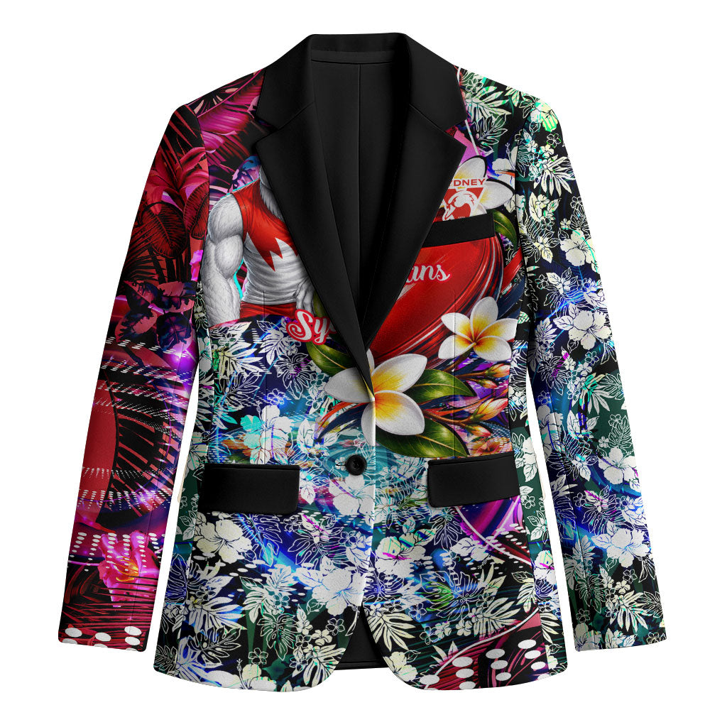 Personalized Sydney Swans Football Blazer Tropical Hibiscus Flowers - Pacific Fusion Style