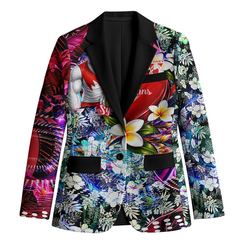 Personalized Sydney Swans Football Blazer Tropical Hibiscus Flowers - Pacific Fusion Style