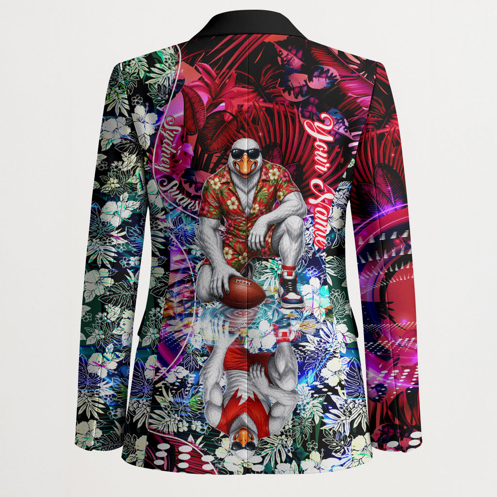 Personalized Sydney Swans Football Blazer Tropical Hibiscus Flowers - Pacific Fusion Style