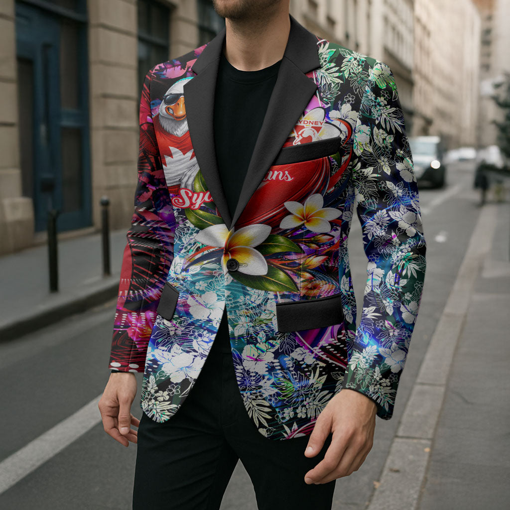 Personalized Sydney Swans Football Blazer Tropical Hibiscus Flowers - Pacific Fusion Style