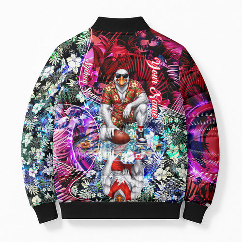 Personalized Sydney Swans Football Bomber Puffer Jacket Tropical Hibiscus Flowers - Pacific Fusion Style