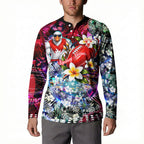 Personalized Sydney Swans Football Button Sweatshirt Tropical Hibiscus Flowers - Pacific Fusion Style