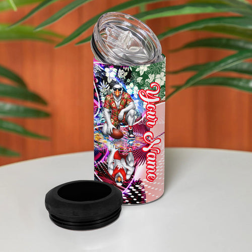 Personalized Sydney Swans Football 4 in 1 Can Cooler Tumbler Tropical Hibiscus Flowers - Pacific Fusion Style