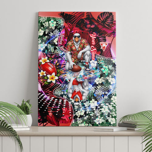Personalized Sydney Swans Football Canvas Wall Art Tropical Hibiscus Flowers - Pacific Fusion Style