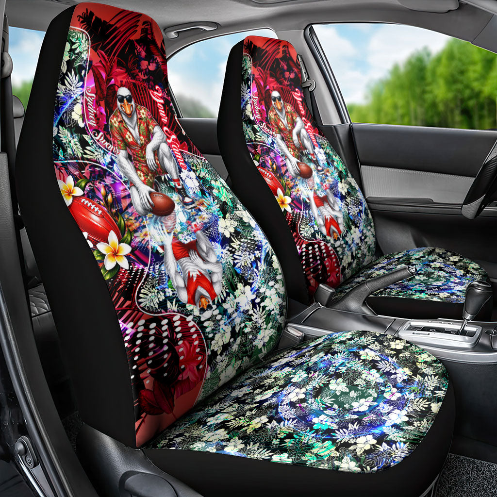 Personalized Sydney Swans Football Car Seat Cover Tropical Hibiscus Flowers - Pacific Fusion Style