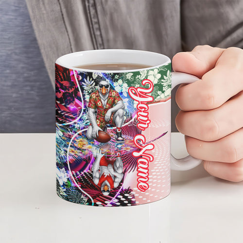 Personalized Sydney Swans Football Ceramic Mug Tropical Hibiscus Flowers - Pacific Fusion Style