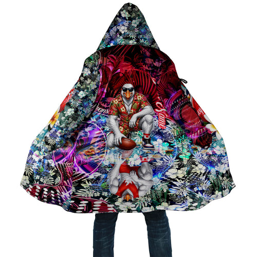 Personalized Sydney Swans Football Cloak Tropical Hibiscus Flowers - Pacific Fusion Style