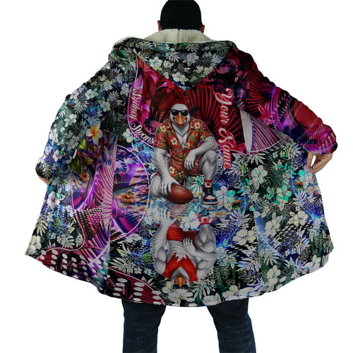 Personalized Sydney Swans Football Cloak Tropical Hibiscus Flowers - Pacific Fusion Style