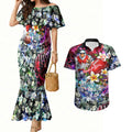 Personalized Sydney Swans Football Couples Matching Mermaid Dress and Hawaiian Shirt Tropical Hibiscus Flowers - Pacific Fusion Style
