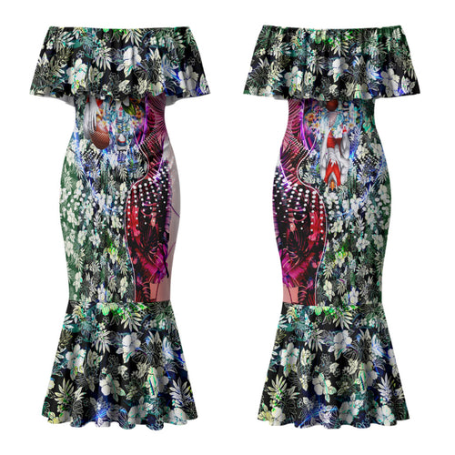 Personalized Sydney Swans Football Couples Matching Mermaid Dress and Hawaiian Shirt Tropical Hibiscus Flowers - Pacific Fusion Style