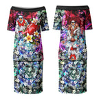 Personalized Sydney Swans Football Couples Matching Puletasi and Hawaiian Shirt Tropical Hibiscus Flowers - Pacific Fusion Style