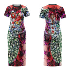 Personalized Sydney Swans Football Couples Matching Short Sleeve Bodycon Dress and Hawaiian Shirt Tropical Hibiscus Flowers - Pacific Fusion Style