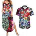 Personalized Sydney Swans Football Couples Matching Summer Maxi Dress and Hawaiian Shirt Tropical Hibiscus Flowers - Pacific Fusion Style