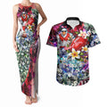 Personalized Sydney Swans Football Couples Matching Tank Maxi Dress and Hawaiian Shirt Tropical Hibiscus Flowers - Pacific Fusion Style