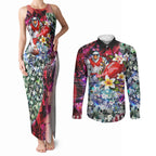 Personalized Sydney Swans Football Couples Matching Tank Maxi Dress and Long Sleeve Button Shirt Tropical Hibiscus Flowers - Pacific Fusion Style