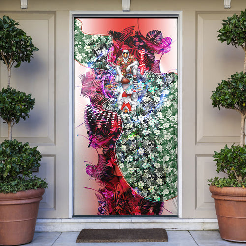 Personalized Sydney Swans Football Door Cover Tropical Hibiscus Flowers - Pacific Fusion Style