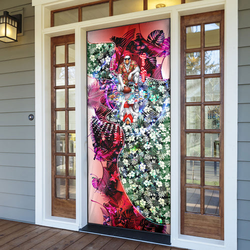 Personalized Sydney Swans Football Door Cover Tropical Hibiscus Flowers - Pacific Fusion Style