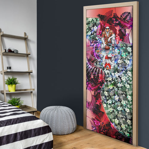 Personalized Sydney Swans Football Door Cover Tropical Hibiscus Flowers - Pacific Fusion Style