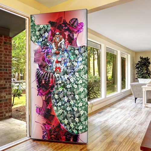 Personalized Sydney Swans Football Door Cover Tropical Hibiscus Flowers - Pacific Fusion Style