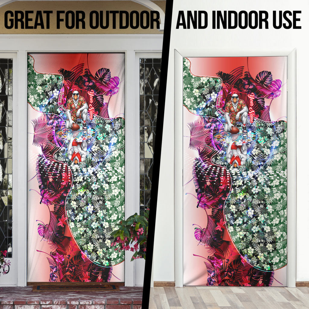 Personalized Sydney Swans Football Door Cover Tropical Hibiscus Flowers - Pacific Fusion Style