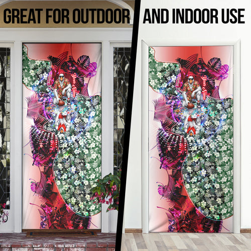 Personalized Sydney Swans Football Door Cover Tropical Hibiscus Flowers - Pacific Fusion Style