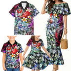 Personalized Sydney Swans Football Family Matching Mermaid Dress and Hawaiian Shirt Tropical Hibiscus Flowers - Pacific Fusion Style