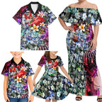 Personalized Sydney Swans Football Family Matching Off Shoulder Maxi Dress and Hawaiian Shirt Tropical Hibiscus Flowers - Pacific Fusion Style