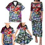 Personalized Sydney Swans Football Family Matching Puletasi and Hawaiian Shirt Tropical Hibiscus Flowers - Pacific Fusion Style