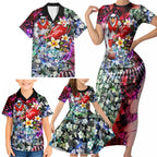Personalized Sydney Swans Football Family Matching Short Sleeve Bodycon Dress and Hawaiian Shirt Tropical Hibiscus Flowers - Pacific Fusion Style