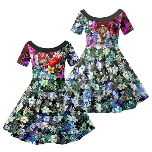 Personalized Sydney Swans Football Family Matching Summer Maxi Dress and Hawaiian Shirt Tropical Hibiscus Flowers - Pacific Fusion Style