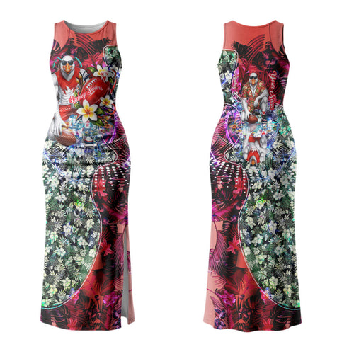 Personalized Sydney Swans Football Family Matching Tank Maxi Dress and Hawaiian Shirt Tropical Hibiscus Flowers - Pacific Fusion Style
