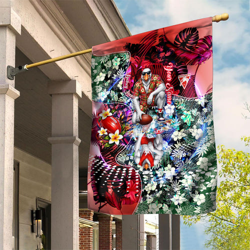 Personalized Sydney Swans Football Garden Flag Tropical Hibiscus Flowers - Pacific Fusion Style