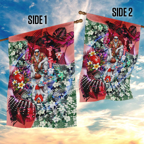 Personalized Sydney Swans Football Garden Flag Tropical Hibiscus Flowers - Pacific Fusion Style