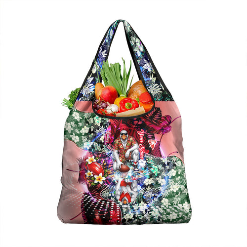 Personalized Sydney Swans Football Grocery Bag Tropical Hibiscus Flowers - Pacific Fusion Style