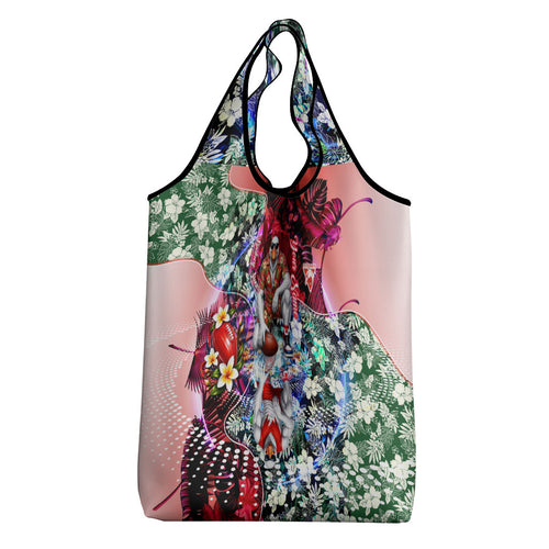 Personalized Sydney Swans Football Grocery Bag Tropical Hibiscus Flowers - Pacific Fusion Style