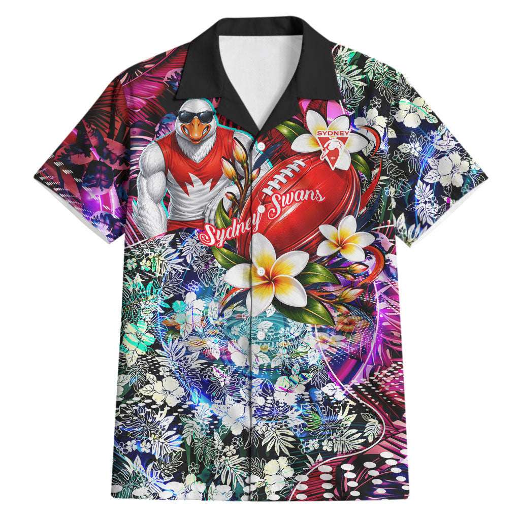 Personalized Sydney Swans Football Hawaiian Shirt Tropical Hibiscus Flowers - Pacific Fusion Style
