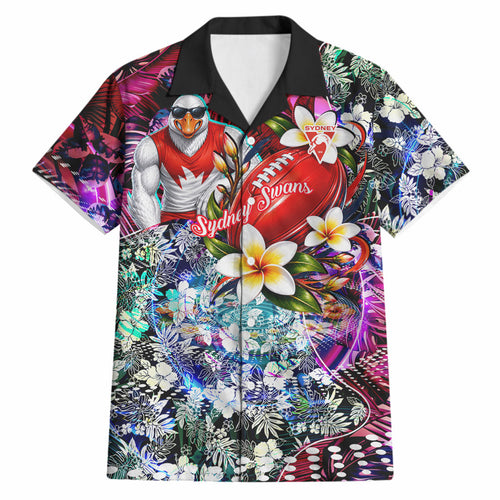 Personalized Sydney Swans Football Hawaiian Shirt Tropical Hibiscus Flowers - Pacific Fusion Style