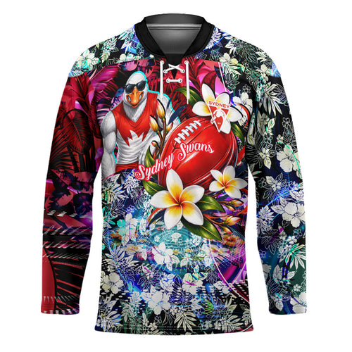 Personalized Sydney Swans Football Hockey Jersey Tropical Hibiscus Flowers - Pacific Fusion Style