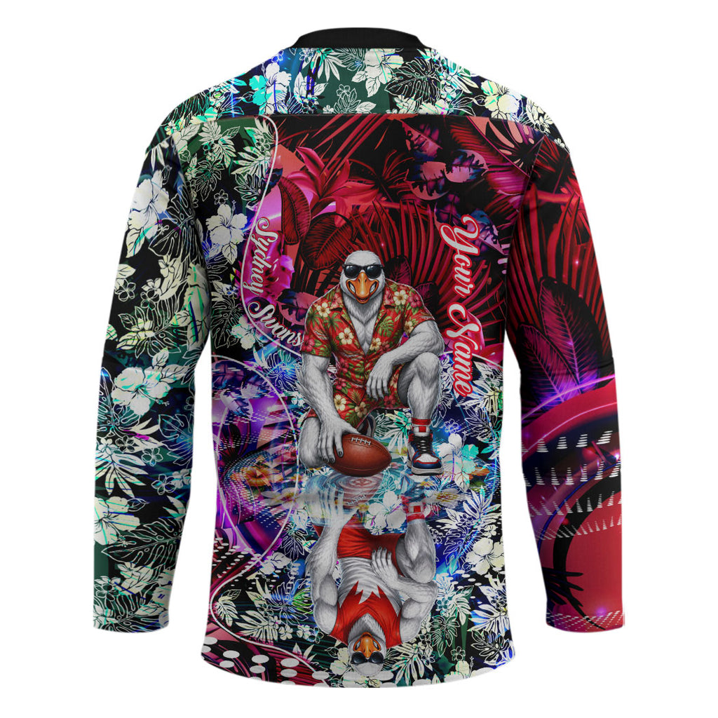 Personalized Sydney Swans Football Hockey Jersey Tropical Hibiscus Flowers - Pacific Fusion Style