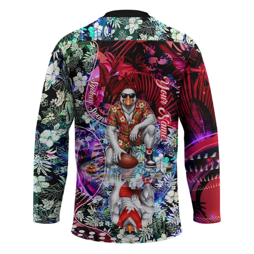 Personalized Sydney Swans Football Hockey Jersey Tropical Hibiscus Flowers - Pacific Fusion Style