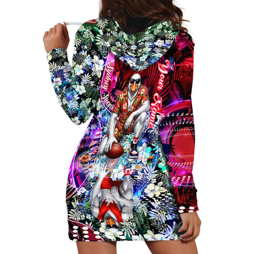 Personalized Sydney Swans Football Hoodie Dress Tropical Hibiscus Flowers - Pacific Fusion Style