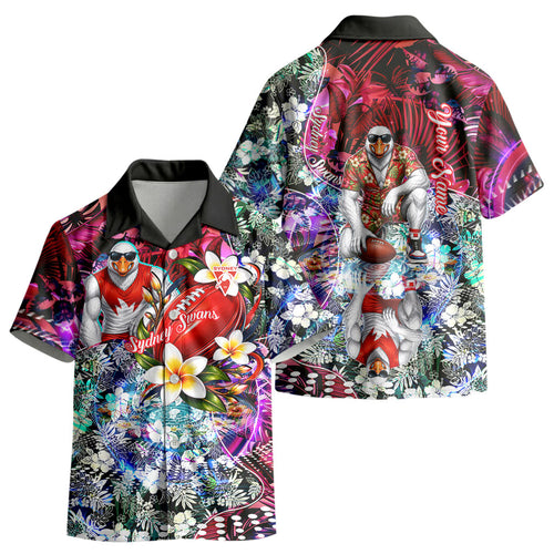 Personalized Sydney Swans Football Kid Hawaiian Shirt Tropical Hibiscus Flowers - Pacific Fusion Style