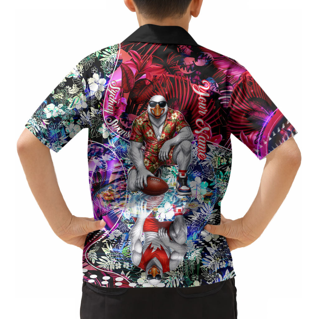 Personalized Sydney Swans Football Kid Hawaiian Shirt Tropical Hibiscus Flowers - Pacific Fusion Style