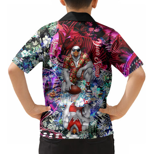Personalized Sydney Swans Football Kid Hawaiian Shirt Tropical Hibiscus Flowers - Pacific Fusion Style