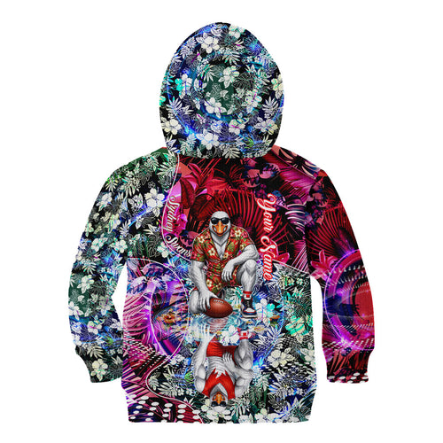 Personalized Sydney Swans Football Kid Hoodie Tropical Hibiscus Flowers - Pacific Fusion Style