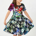 Personalized Sydney Swans Football Kid Short Sleeve Dress Tropical Hibiscus Flowers - Pacific Fusion Style