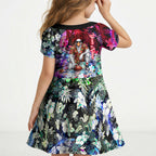Personalized Sydney Swans Football Kid Short Sleeve Dress Tropical Hibiscus Flowers - Pacific Fusion Style